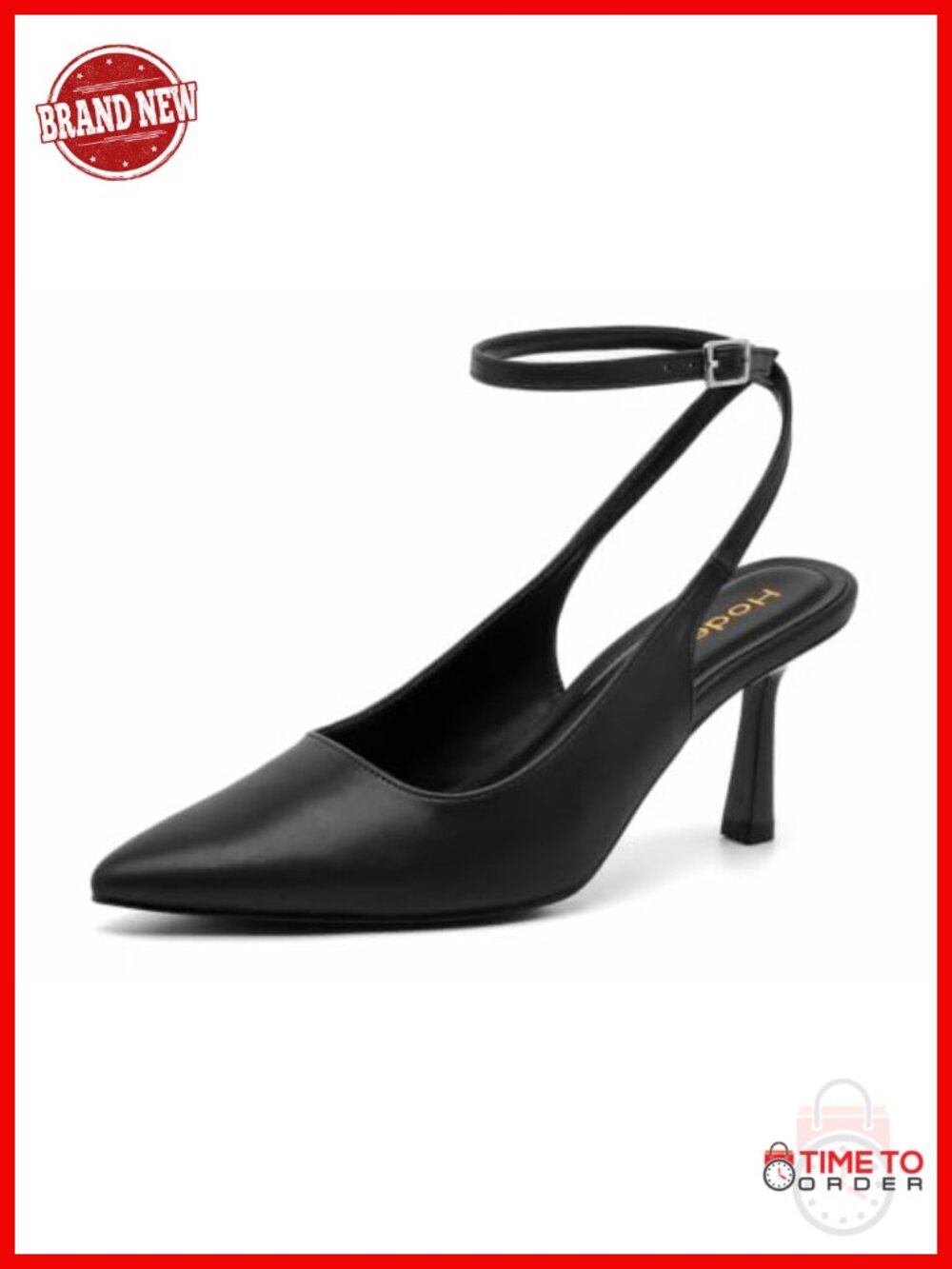 Women's Slingback Kitten Heels Pointed Toe Ankle Strap Dress Shoes
